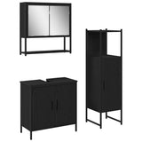 Bathroom Furniture Set with Shelf 3 pcs Black Engineered wood 3334369