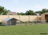 Chicken Coop with Roof and Yard 2 pcs Silver 700 x 200 x 150 cm 3434659