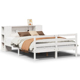 Bookcase Bed without Mattress White 135x190 cm Double Solid Wood Pine 3322198