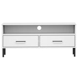 TV Cabinet with Metal Legs White Solid Wood Pine OSLO 351026