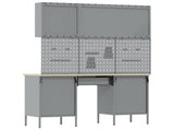 Work Cabinet with Drawer 8 pcs Black Engineered Wood and Steel 3321464