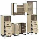 4 Piece Bathroom Furniture Set Sonoma Oak Engineered Wood 3301296