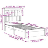 Bookcase Bed without Mattress 75x190cm Solid Wood Pine 3322403