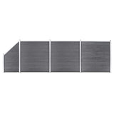 WPC Fence Set 3 Square 1 Slanted 619x186 cm Grey 3053235