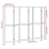 Room Divider 6 Panels White Solid Wood Paulownia 358681
