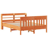 Bed Frame without Mattress Wax Brown 140x190 cm Solid Wood Pine 3307019