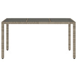 Garden Table with Glass Top Grey 150x90x75 cm Poly Rattan 365532