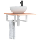 Basin Shelf Wall Mounted Steel and Solid Wood Oak 3302556