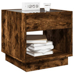 ZNTS Bedside Table with Infinity LED Smoked Oak 50x50x50 cm 3284088