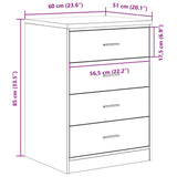 Garage Storage Cabinet Smoked Oak 60x51x85 cm Solid Wood Pine 860602