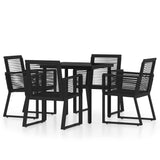 Dining Set Black PVC rattan, powder-coated steel, glass Standard 3099150