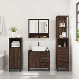 ZNTS 3 Piece Bathroom Furniture Set Brown Oak Engineered Wood 3301169