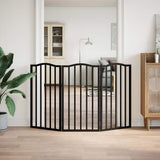 Dog Gate Foldable 3 Panels Black 150 cm Poplar Wood 352222