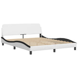Bed Frame without Mattress "Zadar" White and Black 160x200 cm Faux Leather 3208197