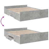 Bed Frame with Drawers without Mattress Concrete Grey 160x200 cm 3280282