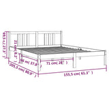 Bed Frame without Mattress Grey Solid Wood 150x200 cm King Size King Size 814891