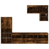 6 Piece TV Wall Units with LED Smoked Oak Engineered Wood 3216736