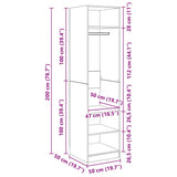800238 Wardrobe Concrete Grey 50x50x200 cm Engineered Wood