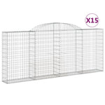 Arched Gabion Baskets 15 pcs 300x30x120/140 cm Galvanised Iron 3146551