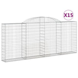 Arched Gabion Baskets 15 pcs 300x30x120/140 cm Galvanised Iron 3146551