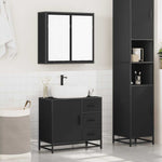 ZNTS 2 Piece Bathroom Furniture Set Black Engineered Wood 3300895