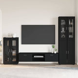 TV Cabinet Set with Drawer FLORIN 3 pcs Black Engineered Wood 3397975