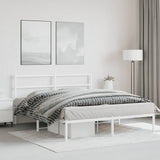 Metal Bed Frame without Mattress with Headboard White 160x200cm 355417