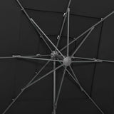 Garden Parasol Black Polyester Large Foldable Garden Parasol 313826