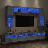 8 Piece TV Wall Cabinet Set with LED Lights Concrete Grey 3216767