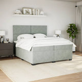Box Spring Bed with Mattress Light Grey 200x200 cm Velvet 3290996