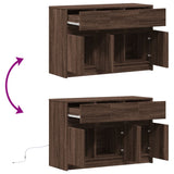 TV Cabinet with LED Brown Oak 91x34x61 cm Engineered Wood 852186