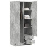 Wardrobe Concrete Grey Engineered Wood Compact Wardrobe 800643