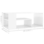 Coffee Table High Gloss White 100x50x40 cm Engineered Wood 806927