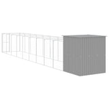 Dog House with Run Light Grey 165x1067x181 cm Galvanised Steel 3189107