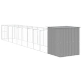 Dog House with Run Light Grey 165x1067x181 cm Galvanised Steel 3189107