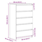 Drawer Cabinet Concrete Grey 60x36x103 cm Engineered Wood 823020