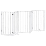 Dog Gate with Door Foldable 12 Panels White 600 cm Poplar Wood 3155539
