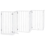 Dog Gate with Door Foldable 12 Panels White 600 cm Poplar Wood 3155539