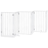 Dog Gate with Door Foldable 12 Panels White 600 cm Poplar Wood 3155539