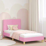 Children's Bed Frame with Headboard Pink 90 x 190 cm Fabric 42010997
