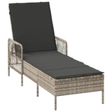 Sun Lounger 2-person 3 pcs Light Grey and Dark Grey Poly Rattan 365437