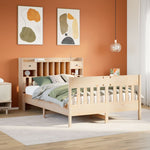 ZNTS Bed Frame without Mattress 140x190 cm Solid Wood Pine 3323272