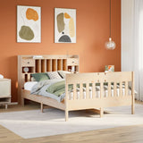 ZNTS Bed Frame without Mattress 140x190 cm Solid Wood Pine 3323272