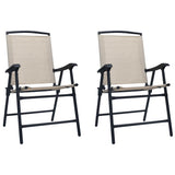 Chair Set of 2 Cream Textilene, Steel Standard Foldable Chair 47924