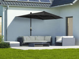 2m Half Parasol Market Umbrella Garden Balcony Parasol with Crank Handle, Base, Double-Sided Canopy, T3398P323832