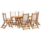 7 Piece Garden Dining Set Solid Wood Acacia and Textilene 3279287
