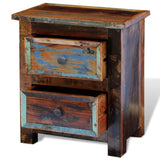 ZNTS Nightstand with 2 Drawers Solid Reclaimed Wood 241643