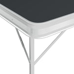 Folding Camping Table with 2 Benches Aluminium Grey 48183