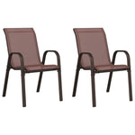Stackable Garden Chairs 2 pcs Brown Textilene Fabric 318779