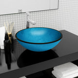 Basin Tempered Glass 42x14 cm Blue 345265